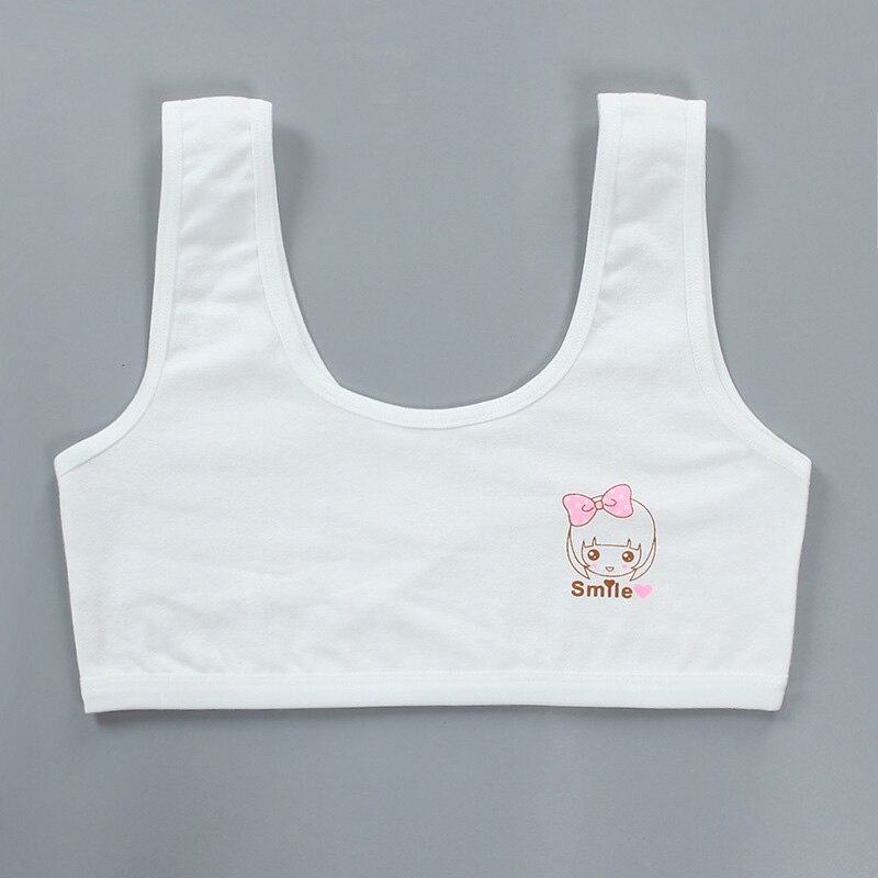 7-14 Years Teen bra girl Underwear vest Cotton Spandex Big Girl's Sport Adolescente Kids Underwear Letter Racerback Training: White
