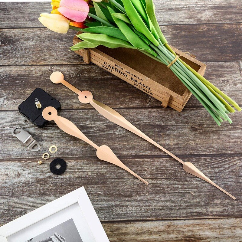 High Torque Long Shaft Clock Movement Mechanism with 12 Inch Long Spade Hands (Gold)