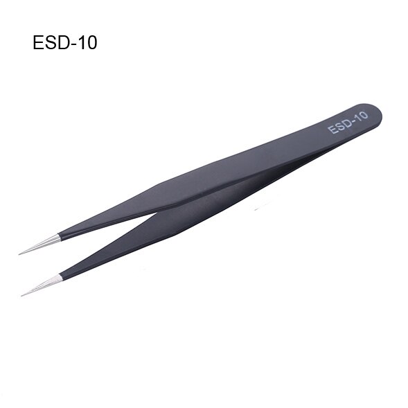 Pinzas de acero inoxidable antiestáticas ESD, herramientas de mantenimiento, pinzas rectas y curvadas de precisión Industrial, GYH, 6 uds.: ESD-10