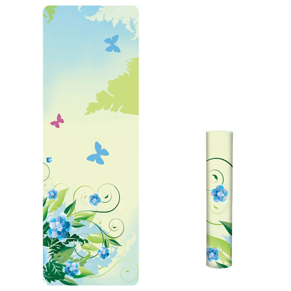 Yoga Mat - 183x61cm - 7mm Thick - TPE Non-Slip Fitness Pilates Pad: Butterfly Flower