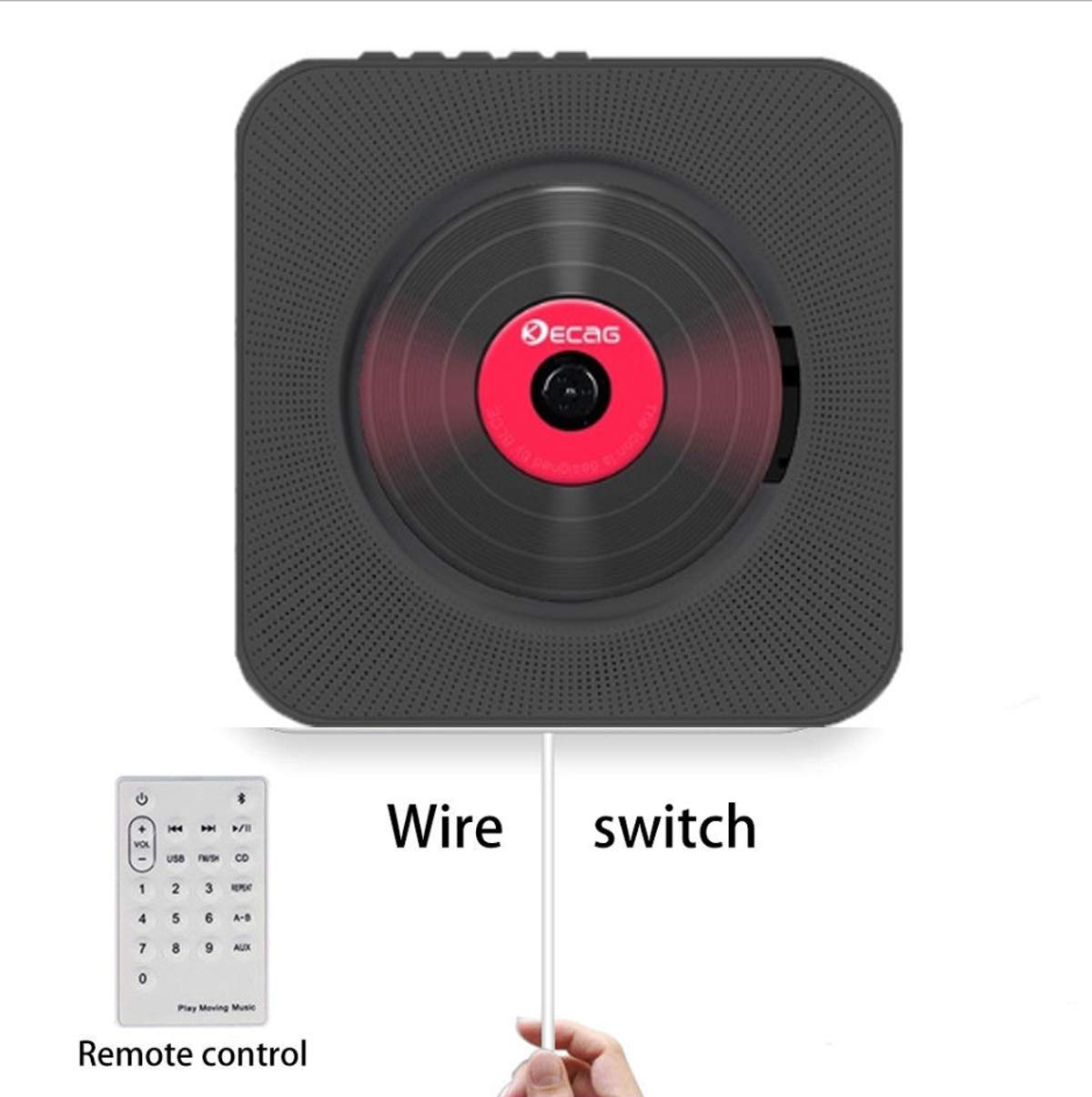 Een aan de muur gemonteerde cd-speler surround sound fm-radio bluetooth usb  mp3 disk draagbare muziekspeler afstandsbediening stereo luidspreker thuis: Zwart