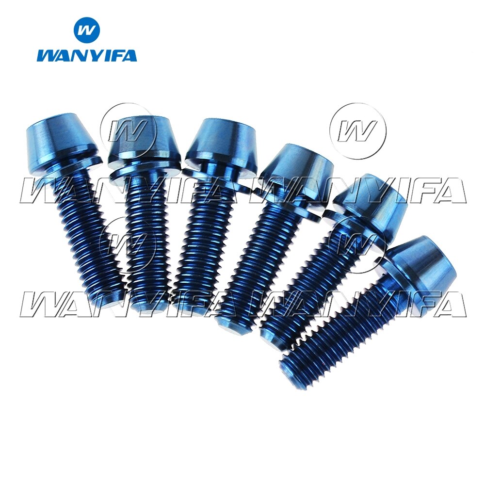 Wanyifa 6pcs M5x18mm Ti Titanium Bicycle Stem Bolt Mountain Bike Ultralight Stem Screw with Washers Gasket: Blue