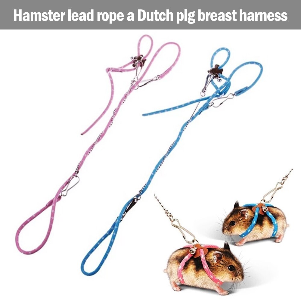 Adjustable Small Pet Rat Mouse Hamster Rope Lead Leash With Bell Ultralight Soft Portable Pet Plaything^^