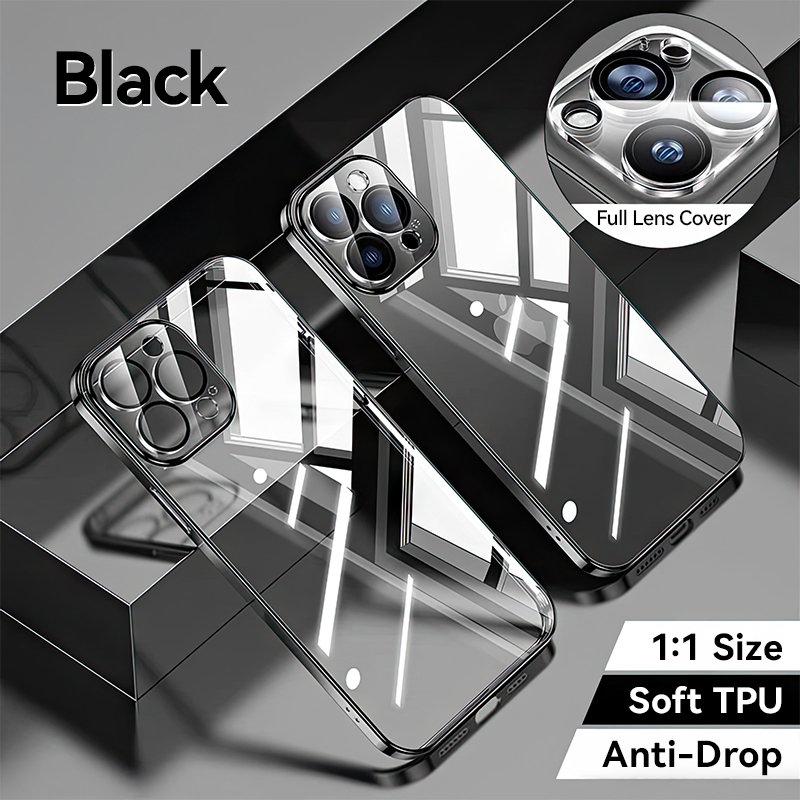 Joyroom Case For iPhone 16 15 14 13 Pro Max Anti Transparent Cover For iPhone 16 Pro Max Soft TPU Case With Len Protection: ABS / black