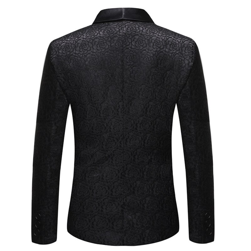 Shenrun – veste Jacquard noire et blanche pour homme, style Business décontracté, châle, veste de smoking à revers, costume de chanteur et hôte de scène