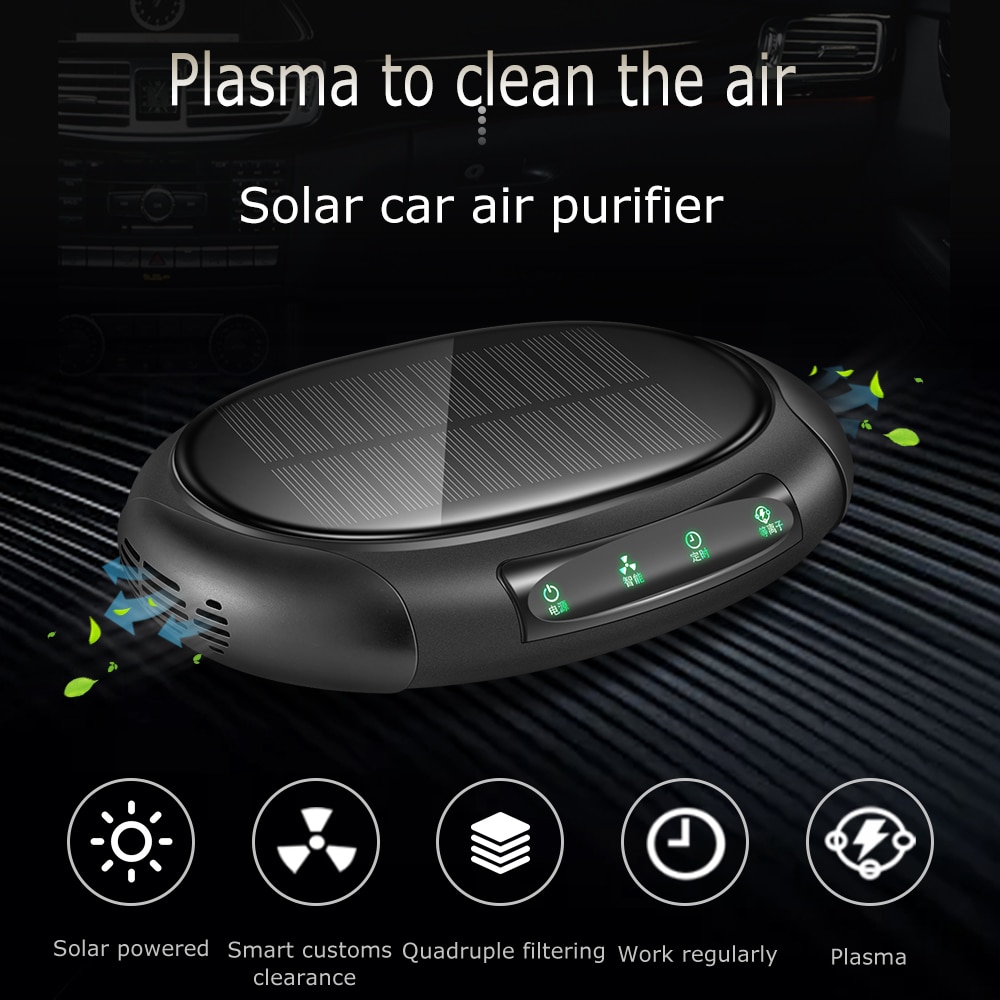 Luchtreiniger Met Hepa Filter Verse Lucht Anion Auto Zonne Luchtreiniger Negatieve Ionen Air Cleaner Voor Car Home Office grijs