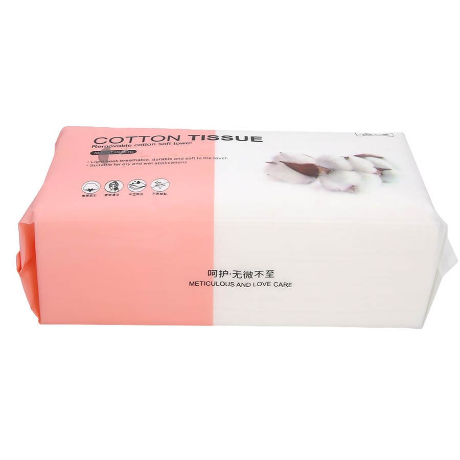 100pcs Wet Dry Dual Use Facial Cleaning Paper Towel Makeup Removal Tissue (Mesh Texture) Strong Toughness Face Makeup Pads