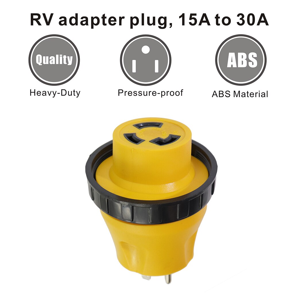 RV Electrical Locking Adapter 15A Male to 30A Female 125V Twist Lock Power Cord Plug Connector for Boat Marine