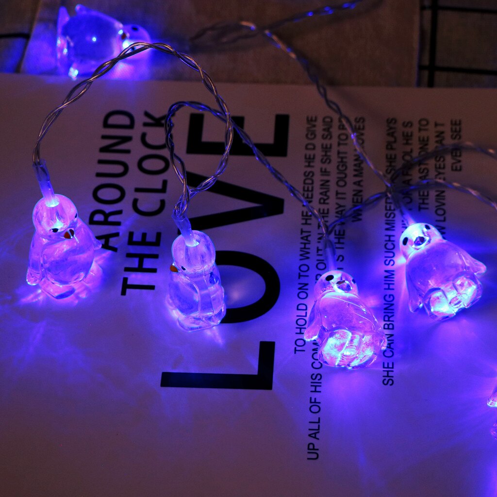 Penguin Animal Shape String Lights 10 LED 1.65M Hanging Lamp Christmas Decorations for Home Merry Christmas Year Decoration: Blue