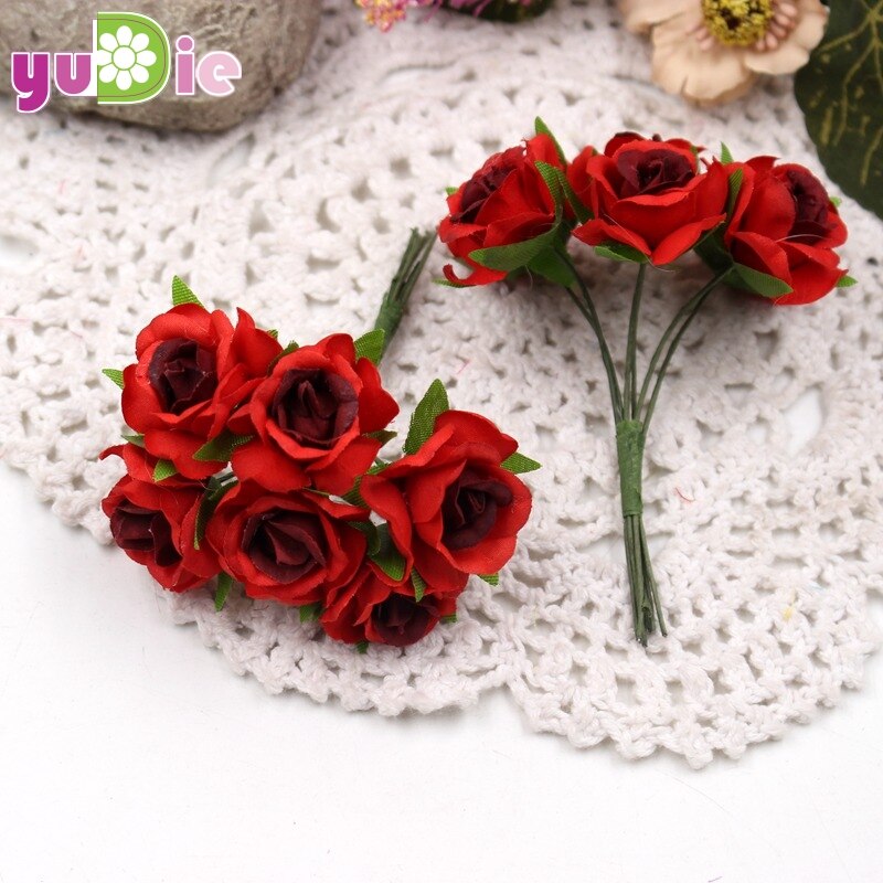60 stücke Mini Mehrfarbig künstliche seide seide Rose hochzeit dekoration DIY kranz Kasten Clip kunst handgemachte falsche blume dekoration