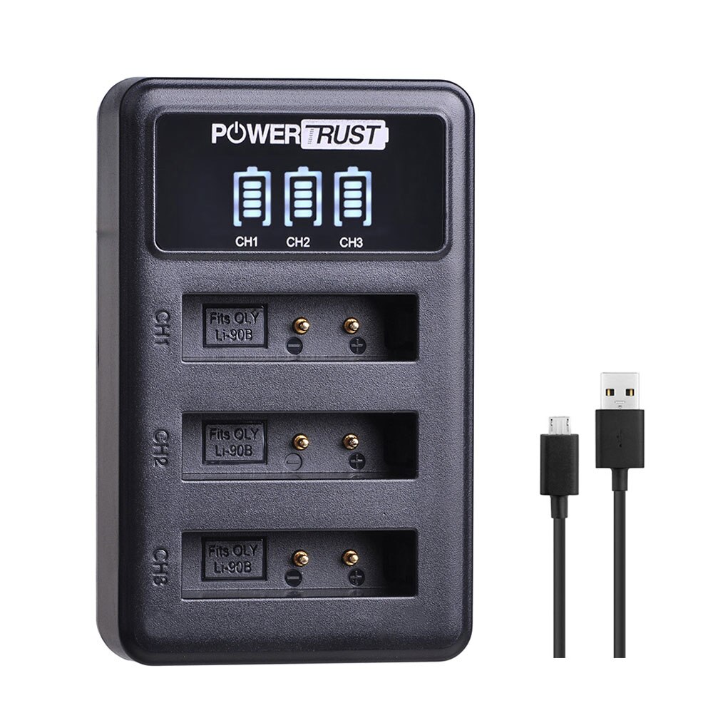 Batería y cargador para Olympus Tough LI-90B, LI-92B tg-tracker SH-1 SH-2, TG-6, IHS, TG-5, SP-100, Li90B, TG-1, 4 Uds.: 1 LED USB Charger
