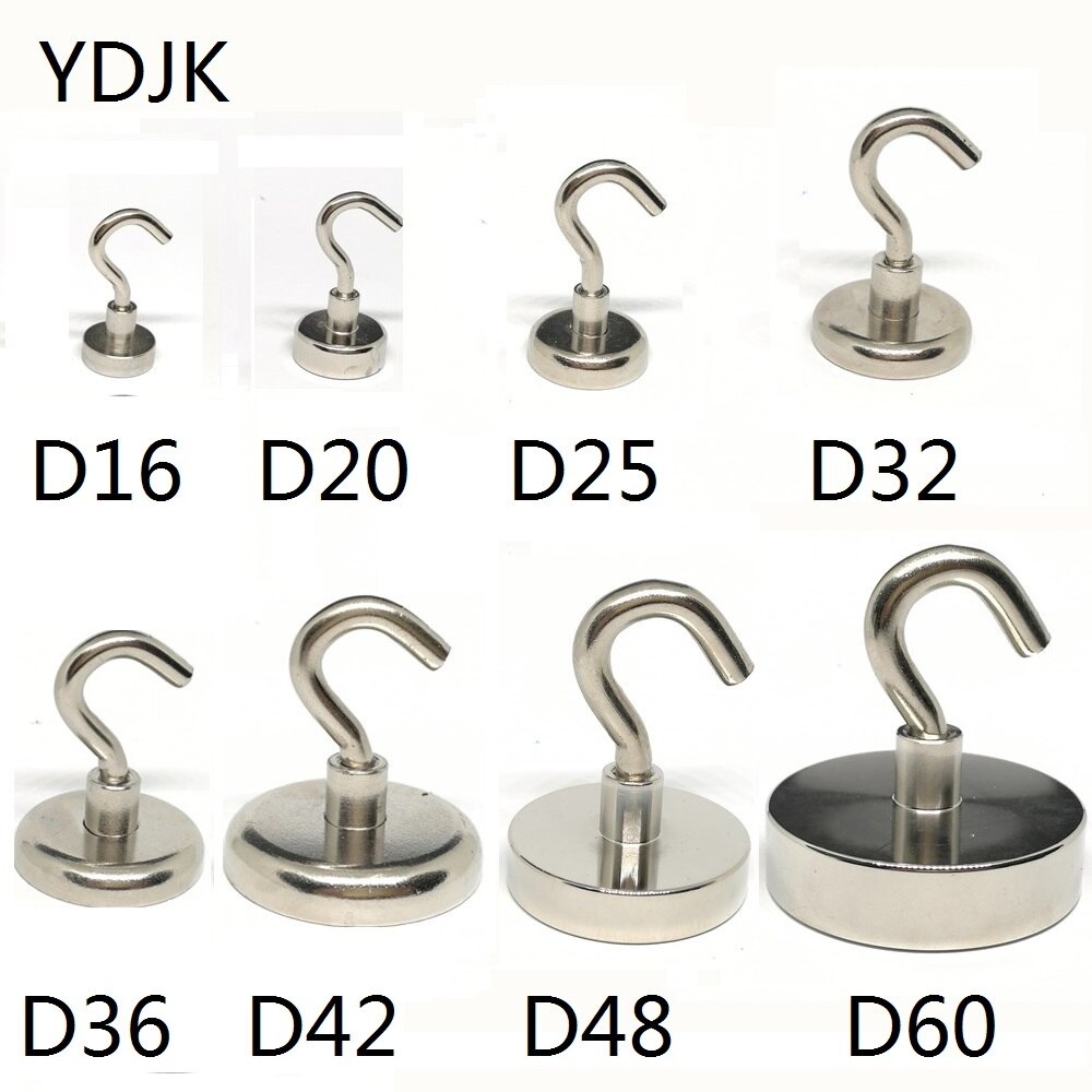 N42 magnetiska krokar stark neodym fiskemagnet hållare ndfeb grytmagnet krokar dia 16mm-60mm