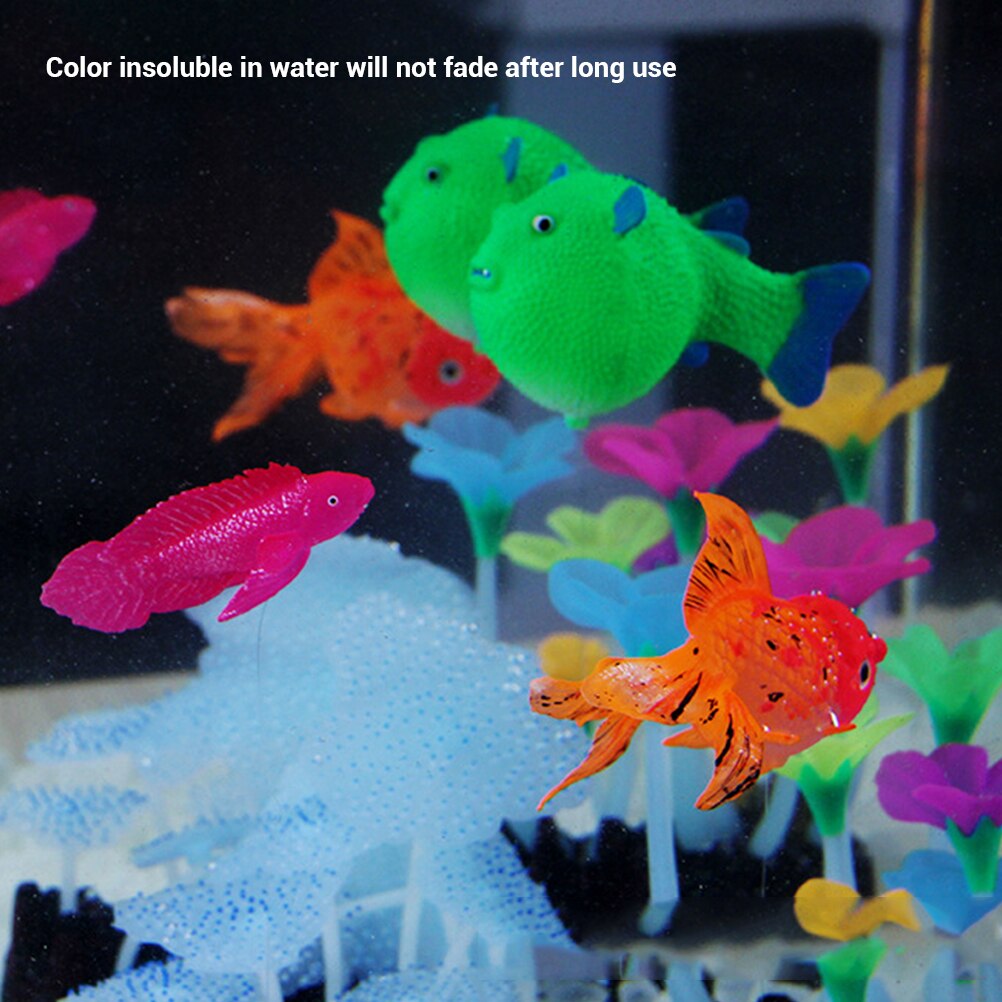 Artificial Fish Tank Aquarium Decoration Glow In The Dark Silicone Fish Tank Ornament Goldfish Aquarium Decor Supplies