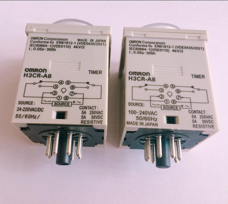 24-220VAC/DC H3CR-A8 time relay 1.2s to 300h 50/60Hz 8PIN with base Power on and off cycle delay time relay