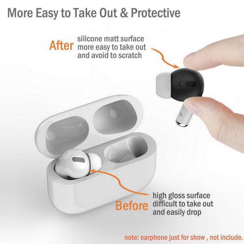 TENNMAK Non Slip Silicone Ear Cover Eartips Compatible with AirPods Pro Eartips Skin Cover Case (fit in the case)