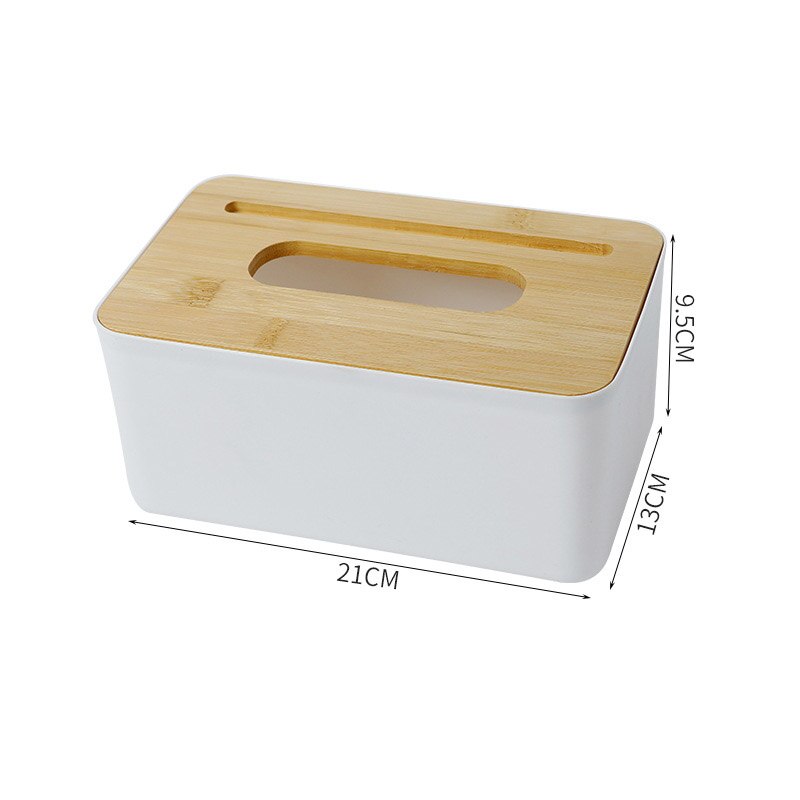 Plastic Tissue Doos Hout Bamboe Tissue Box Cover Ronde Witte Auto Tissue Houder Doos Voor Keuken Badkamer Wc Servet Container: Rectangle M