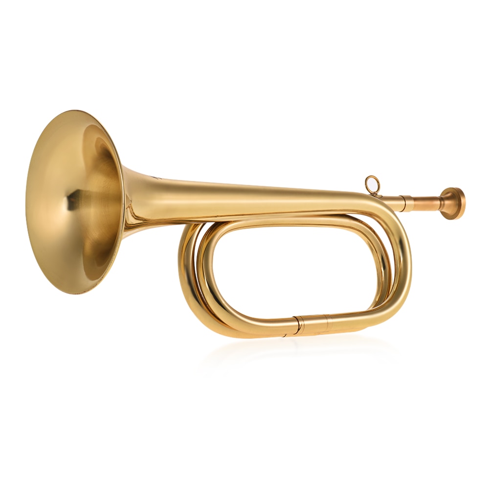 Muslady 2pcs/ Pack Brass Bugle B Flat Cavalry Horn Trumpet with Mouthpiece Gold