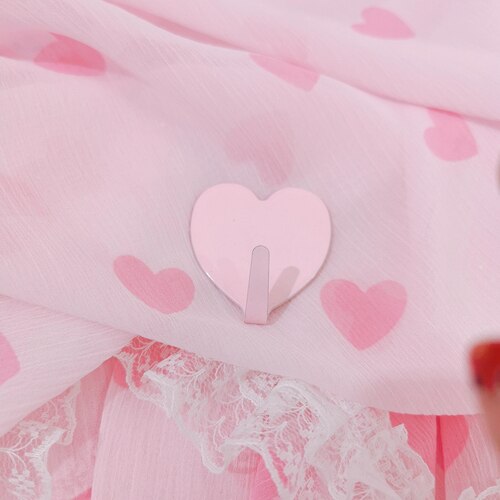 5 Stks/partij Creatieve Metalen Leuke Hartvormige Haak Sterke Zelfklevende Plakken Muur Lager Keuken Haak Geen Spoor Na Plakken deur Haak: Pink love hook