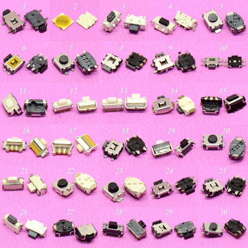 Cltgxdd 30 modeller 30 stk touch av/på mikrobryter for xiaomi samsung moto  n6120 taktil trykkknappbryter 3*6*3.5mm 2*4*3.5mm