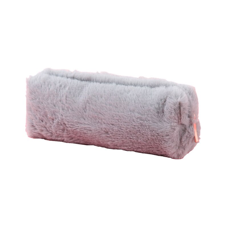 EZONE-Bolsa de pluma de peluche, estuches de lápices de colores caramelo peludos con pelo cálido de invierno con cremallera, para estudiantes, escuela y oficina