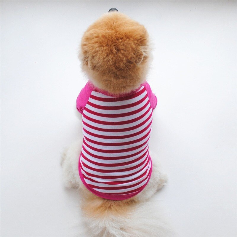 Red Striped Dog Clothes Clothing for Dogs Super Pet Outfits Cute Summer Vest Yorkies Print Footprint Ropa Para Perro