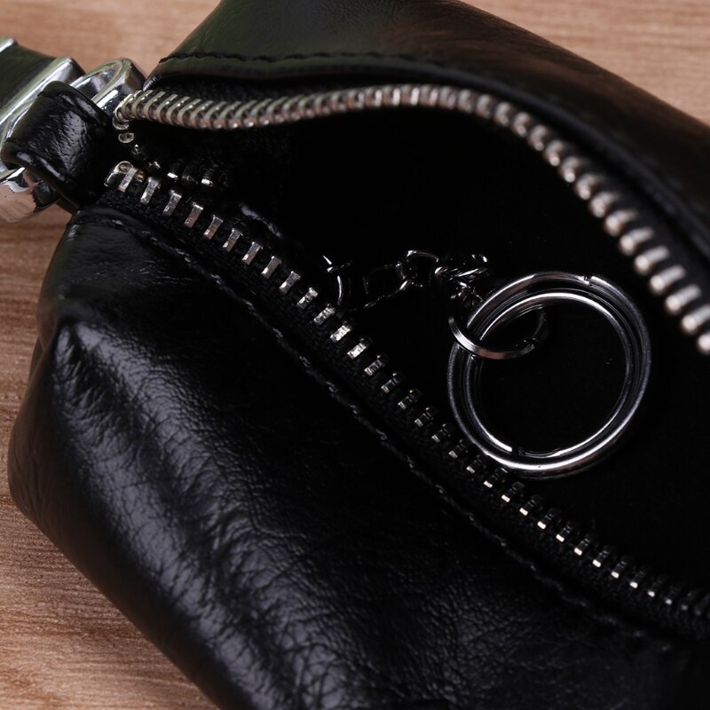 Mænd kvinder læder bil nøglering pung tegnebog holder nøglering taske håndtaske mønt pung mini solid lynlås
