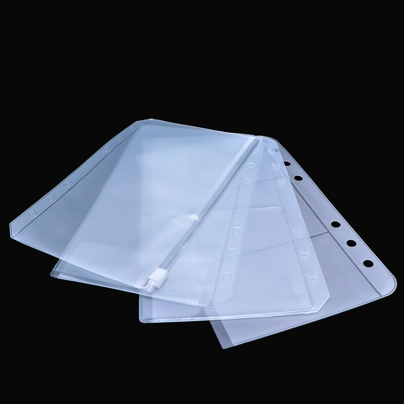 1PCS A5 / A6 transparent PVC zipper presentation file folder bag compact planner file holder bag
