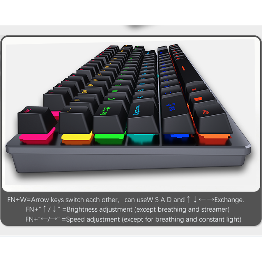 Podświetlana klawiatura mechaniczna do gier zestaw dla graczy RGB PC USB przewodowa klawiatura klawiatura ergonomiczna klawiatura komputerowa Mini Teclado