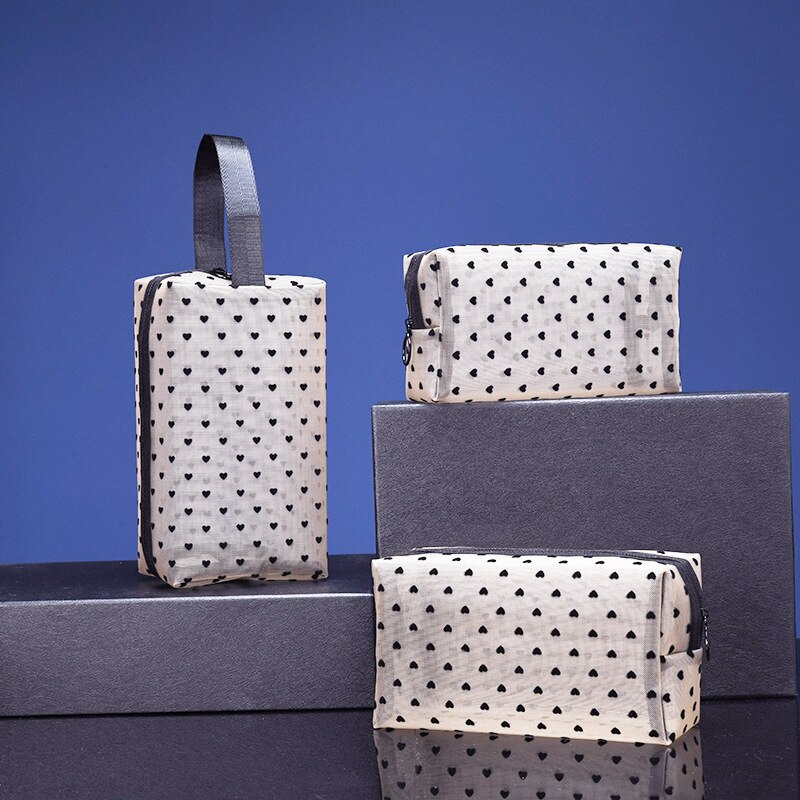 Bolsa con malla para cosméticos bolsa de maquillaje de viaje, torre de lavado, bolsas organizadoras de belleza, Kit de aseo de almacenamiento transparente, 1 unidad
