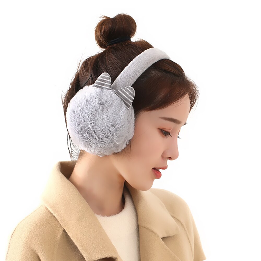 Winter Autumn Warm Faux Fur Earmuffs Cute Cat Ear Earflap Plush Earmuff for Girls Ladies Women Hairbands Ear Muffs