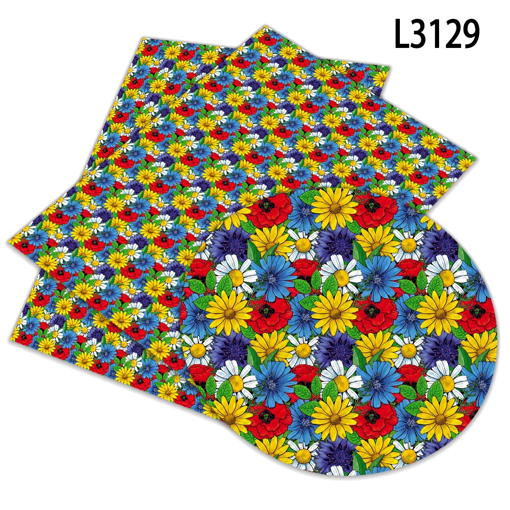 Arriavl Beautiful Flower Pattern A4 22x30cm Printed Faux Leather for DIY Bag Material Fabric L312 L313: L3129