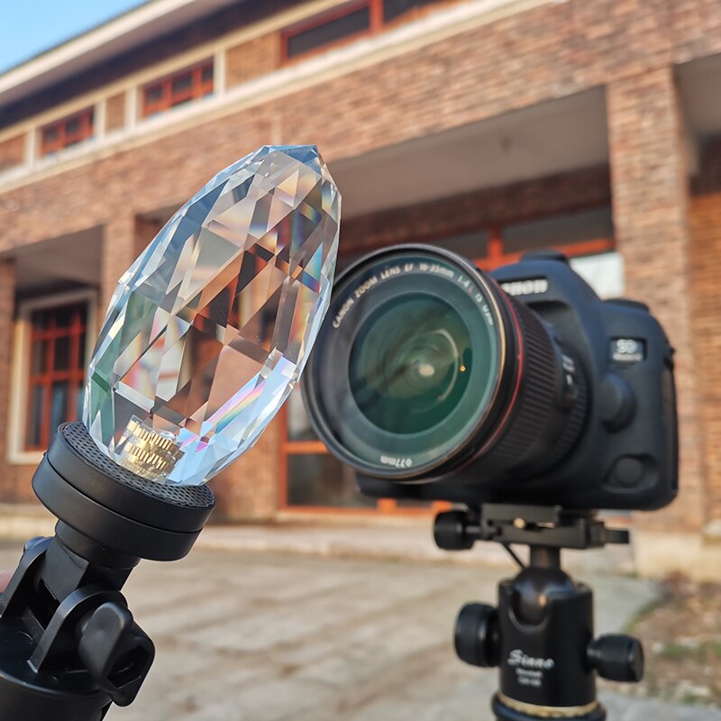 Facetteret klart krystal glas prismer kamera filter uden stativ glas fotografering regnbue boligindretning studie foto