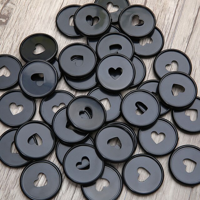 100PCS 35MM Mushroom Hole Loose Leaf Ring Binding Heart Binder Plan Buckle Disc Colorful Heart Plastic Disc DIY Binder Notebook: Black