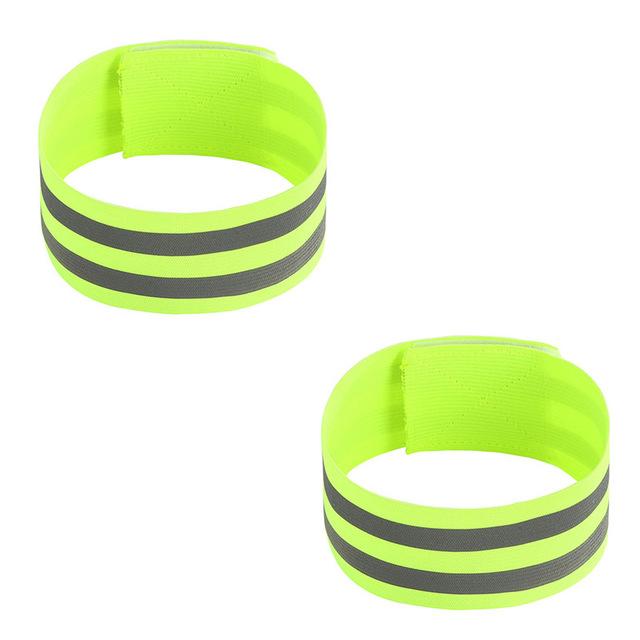 Bandas reflectantes elásticas para brazo, pierna y correas de tobillo, reflectantes de seguridad, cintas de correa para correr por la noche, caminar y ciclismo: Green 2pcs