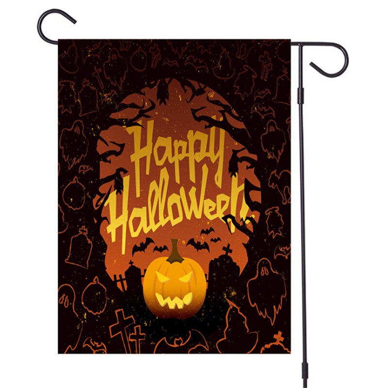 Halloween haveflag halloween hængende flag hør haveflag halloween havebanner 32 x 47cm: E
