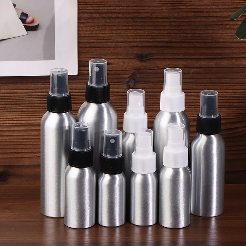 30/50/100/120/150/250/500ml flaconi spray vuoti in alluminio, flaconi cosmetici, mini flaconi atomizzatori in metallo, formato da viaggio per cosmetici