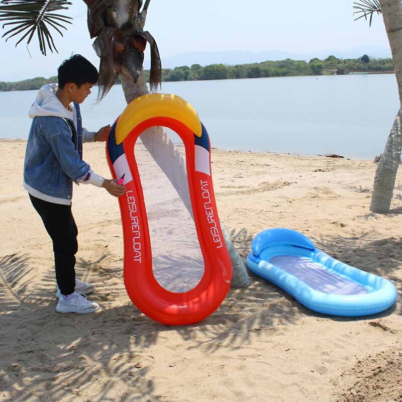 Opvouwbare Ligstoel Pvc Drijvende Bed Met Schaduw Werpen Voor Outdoor Water Zwevende Bed Volwassen Rugleuning Pneumatische Float
