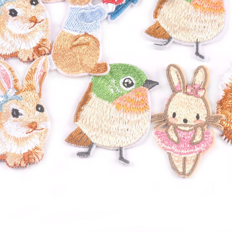 5 sztuk śliczne królik/ptak/wiewiórka łaty hafty robić szycia akcesoria ubrania aplikacje wyroby rękodzielnicze DIY 37-55mm c3216