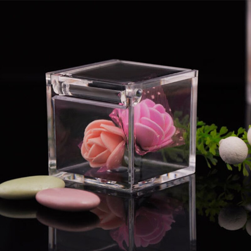 5-10cm Square Mini Plastic Box Candy Fruit Snack Storage Container Clear Acrylic Packaging Box With Cover Jewelry Organizer