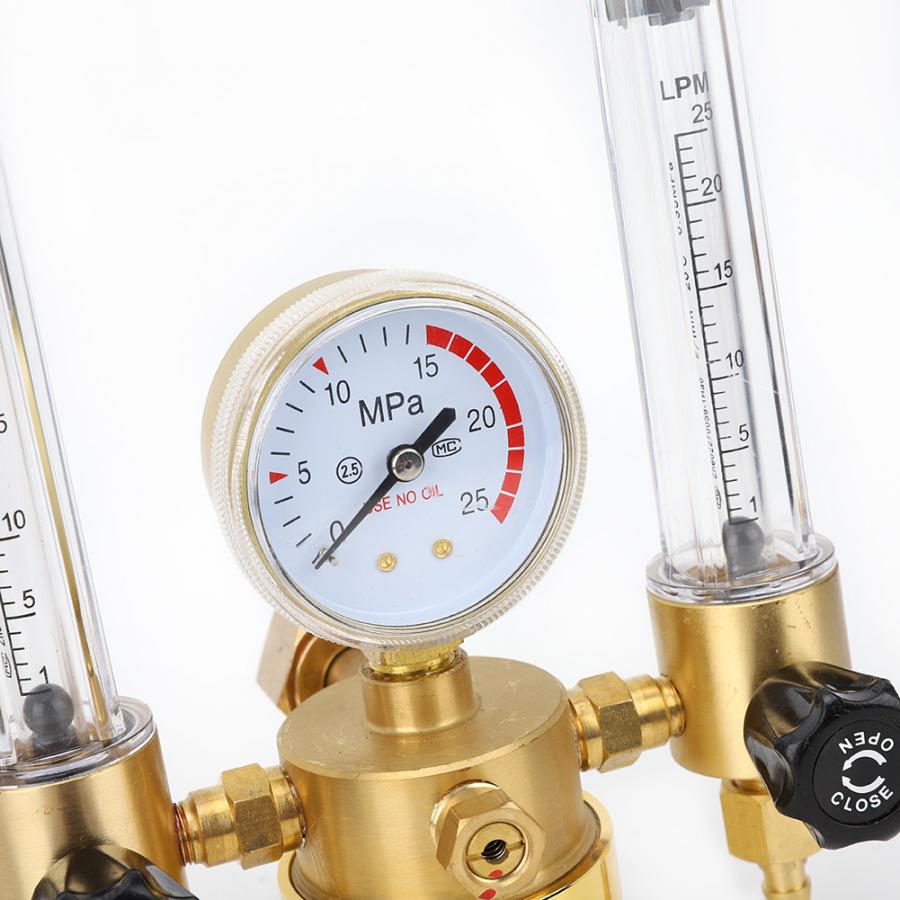 Dubbele Buis Argon Regulator Gas Drukregelaar Argon Regulator G5/8 Voor Lassen Snijden Gas Druk Drukregelaar