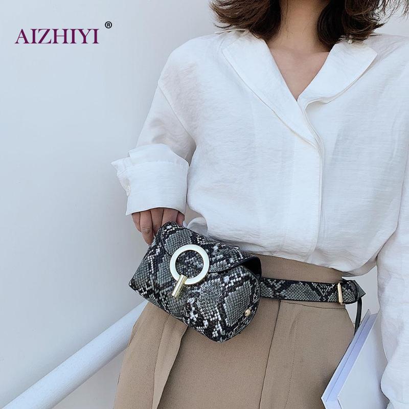 Schlange Druck Gürtel Schulter Crossbody-tasche Frauen Serpentin PU Leder Taille Taschen Weibliche Fanny Pack