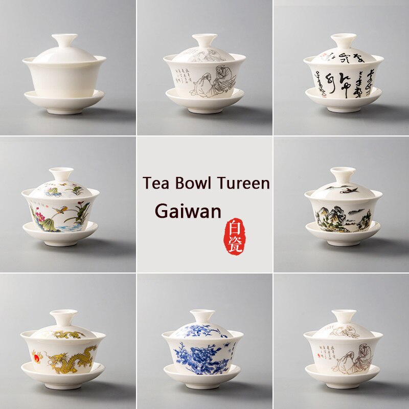 Taza de té Gaiwan tueen tetera china tradicional Kungfu tetera tazón de té de cerámica taza de porcelana Sancai taza de té juegos D002