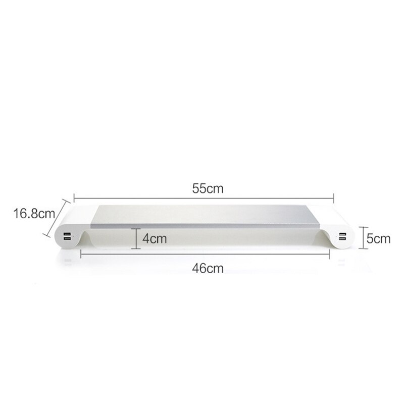 Aluminum Monitor Stand Riser Holder Desktop Stand Support Transfer Data and Charging with USB Charging Port-US Plug