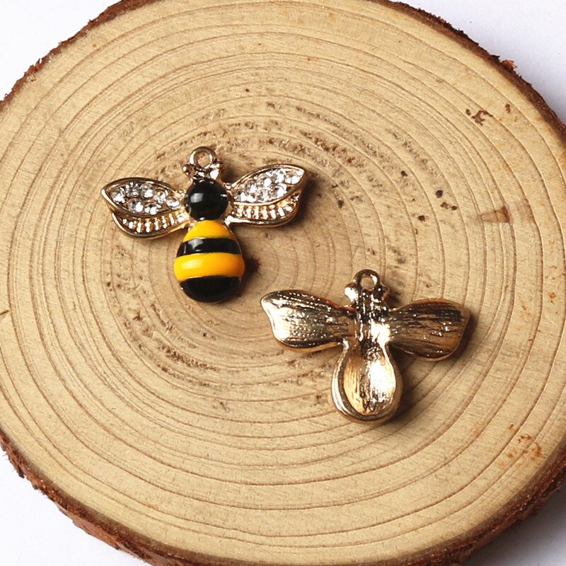 10Pcs 14X18Mm Vergulde Emaille Bee Charme Voor Sieraden Maken Leuke Oorbel Hanger Armband Ketting Charms diy Charms