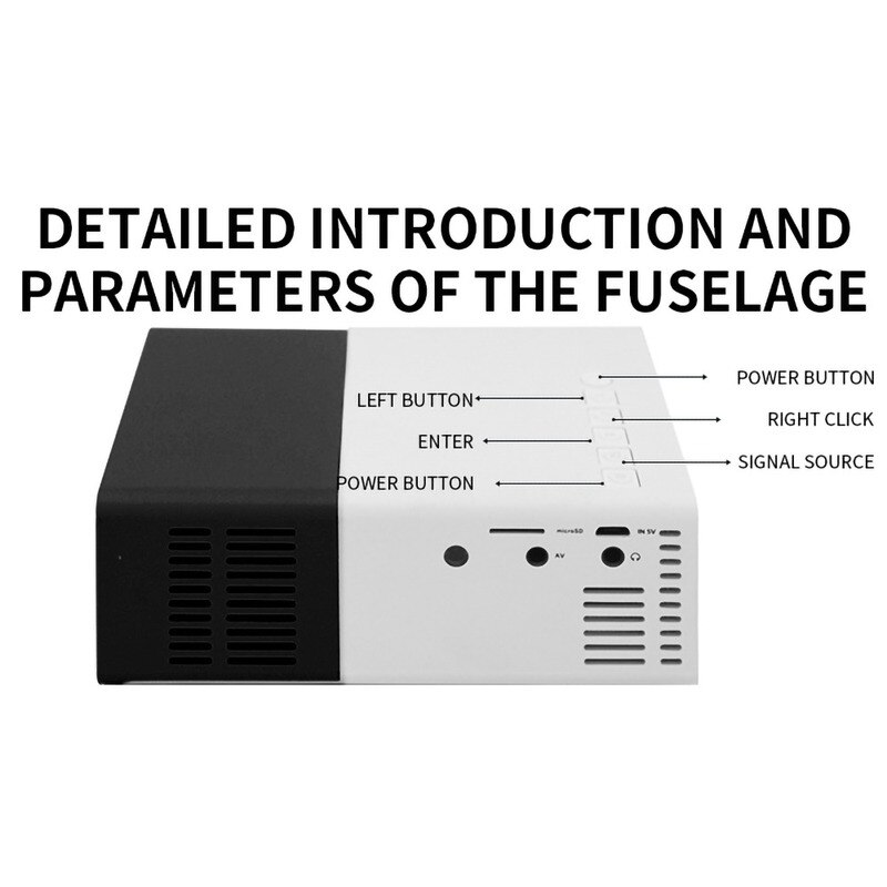 YG300 800Lumen Mini Projector Audio Portable Projector Home Media Full High Definition Support USB/AV/HDMI-compatible/Screencast