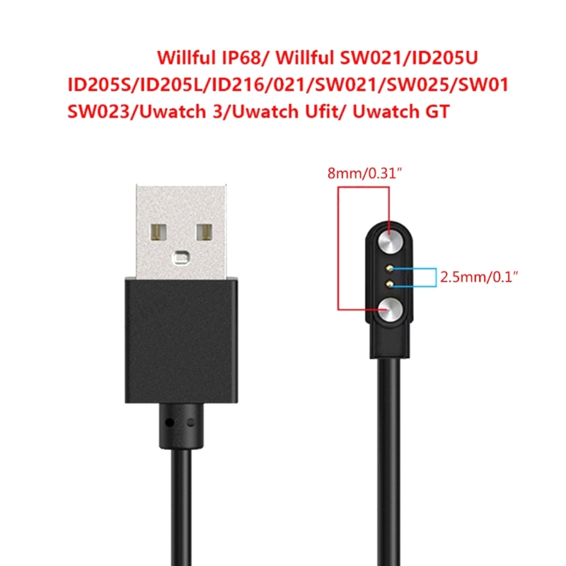 Cable cargador para Willful IP68/Willful/SW021/ID205U/ID205S Cable de carga USB Cable de soporte accesorios para reloj inteligente
