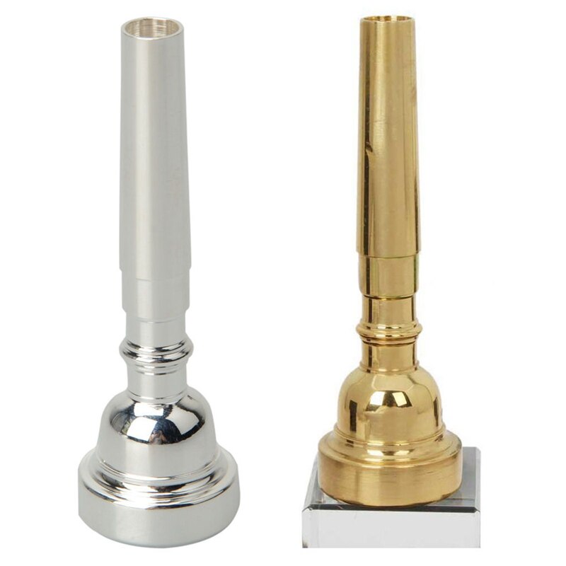 Boquilla de trompeta de 2 uds: 1 Uds para Bach 7C tamaño chapado en oro y 1 Uds Chapado en plata 5C 3,35 pulgadas