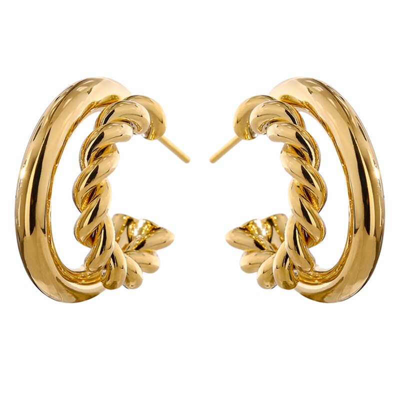 Inmaker Eenvoudige Gouden Kleur Koper Hoepel Oorbellen Voor Vrouwen Huggie Piercing Cirkel Ronde Oorbel Sieraden Pendients: E2