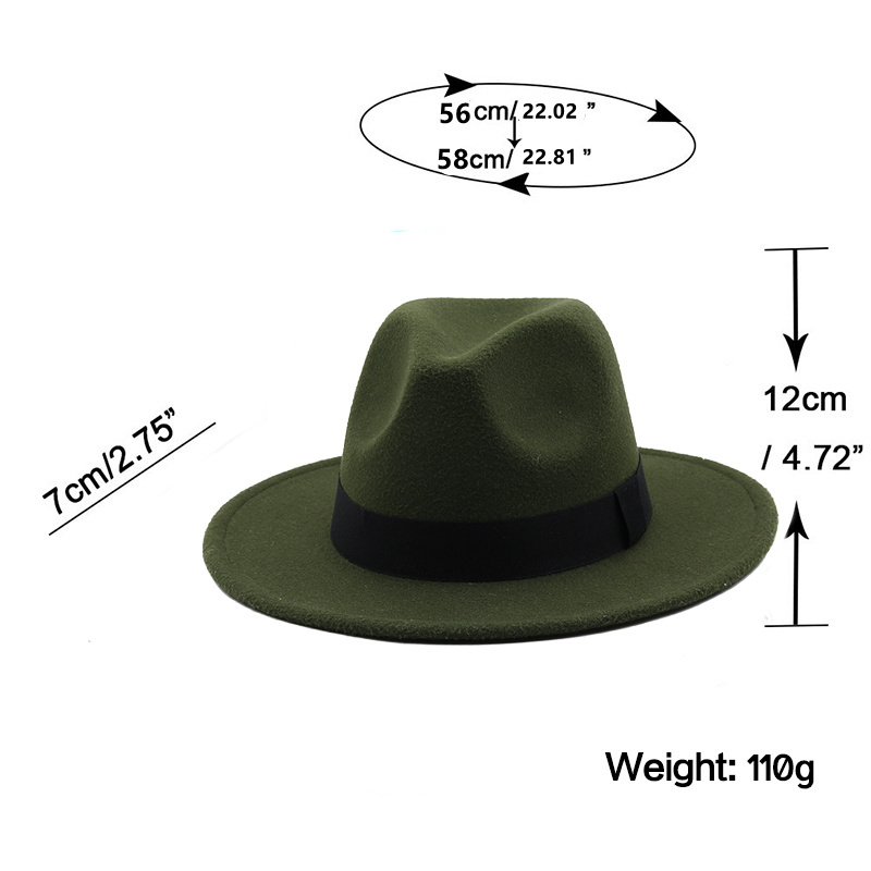 7CM Wide Brim Women Felt Fedora Hats With Bee Ribbon Autumn Winter Wedding Party Trilby Hat Men Gentleman Jazz Hats 54-58CM