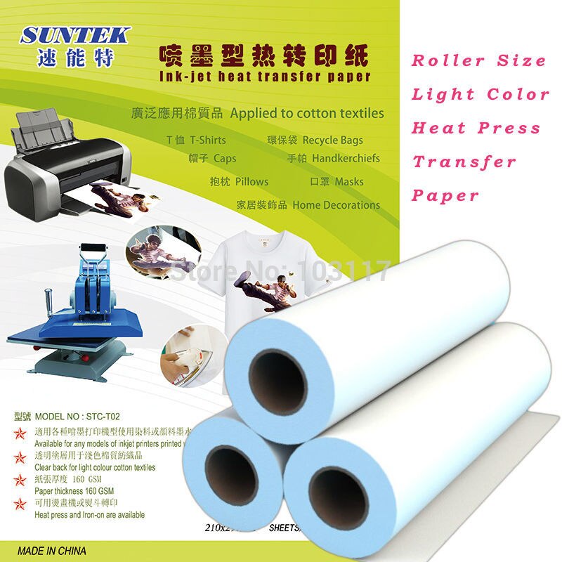 (20 stk/parti ) a4 varmeoverførselspapir til epson printer t-shirt varmepressemaskine med lys farve